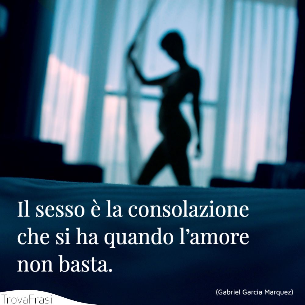 Il sesso è la consolazione che si ha quando l’amore non basta.