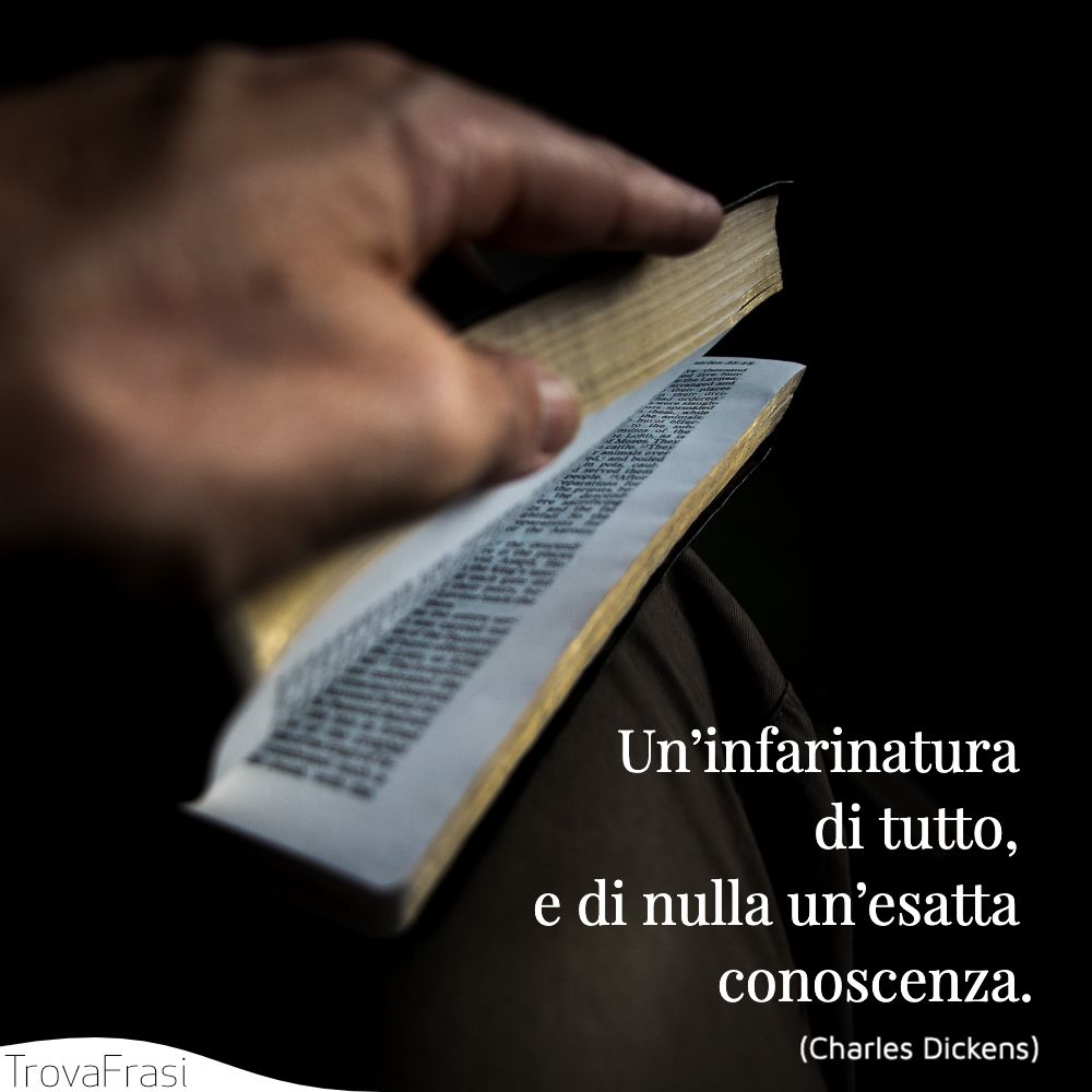 Un’infarinatura di tutto, e di nulla un’esatta conoscenza.