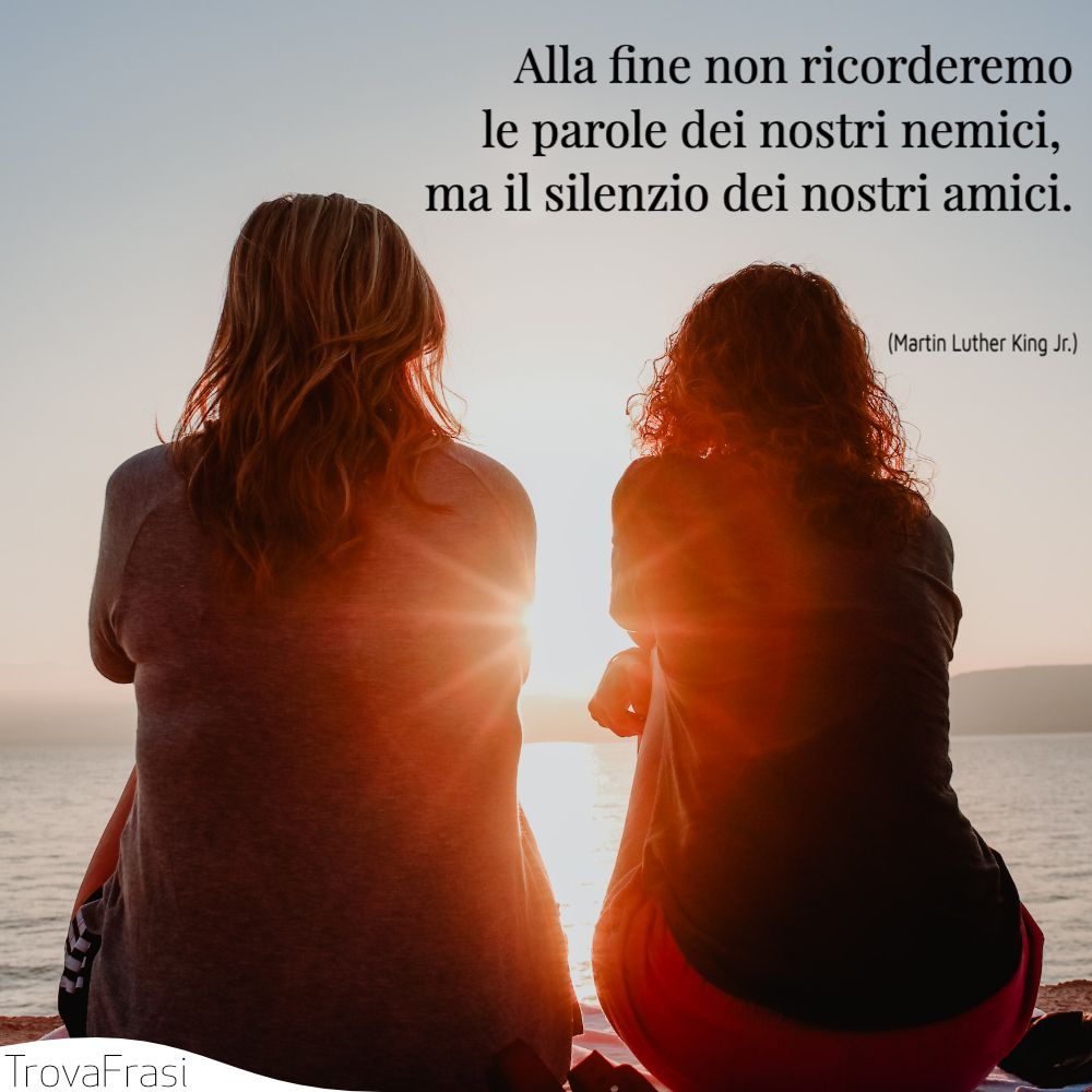 Alla fine non ricorderemo le parole dei nostri nemici, ma il silenzio dei nostri amici.