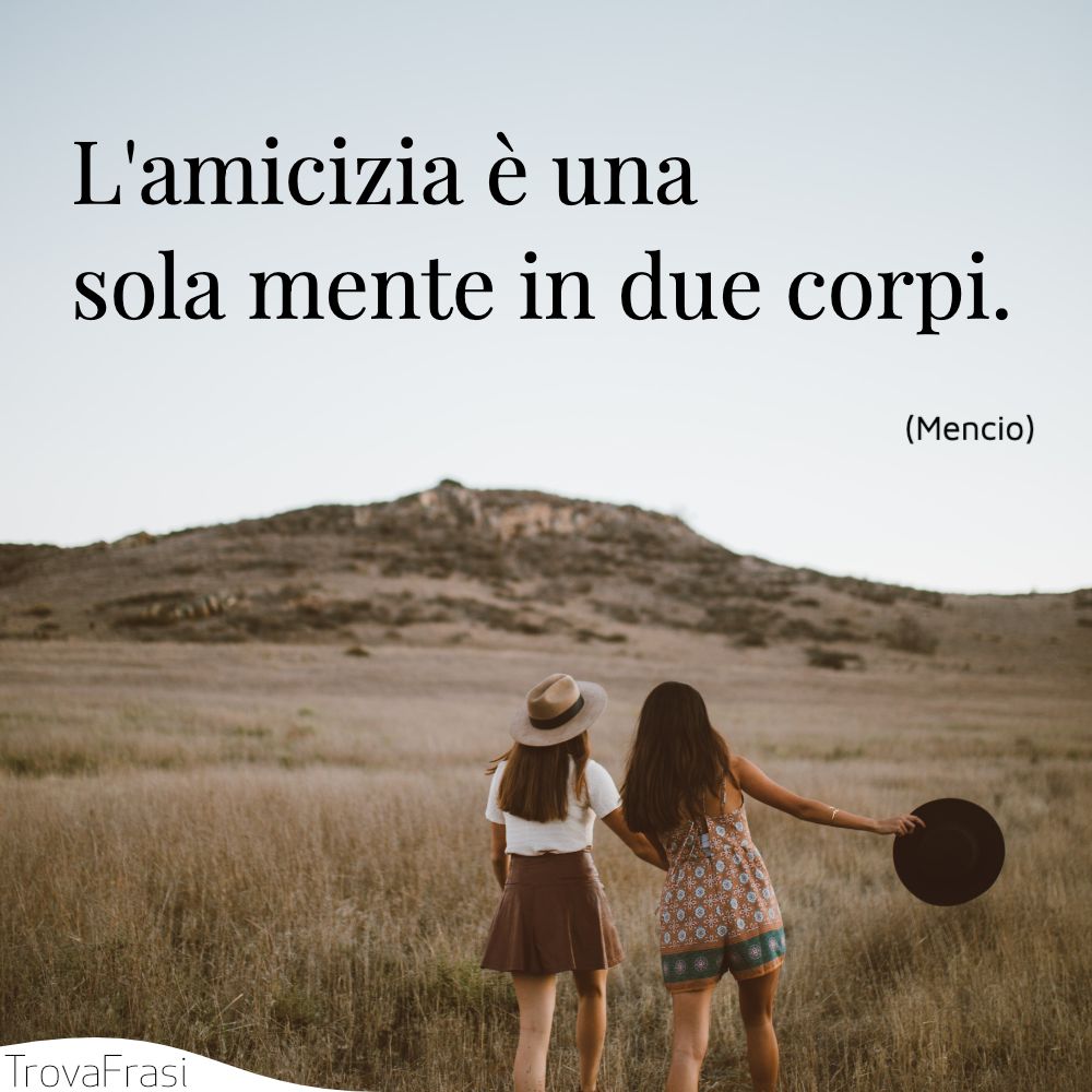 L'amicizia è una sola mente in due corpi.