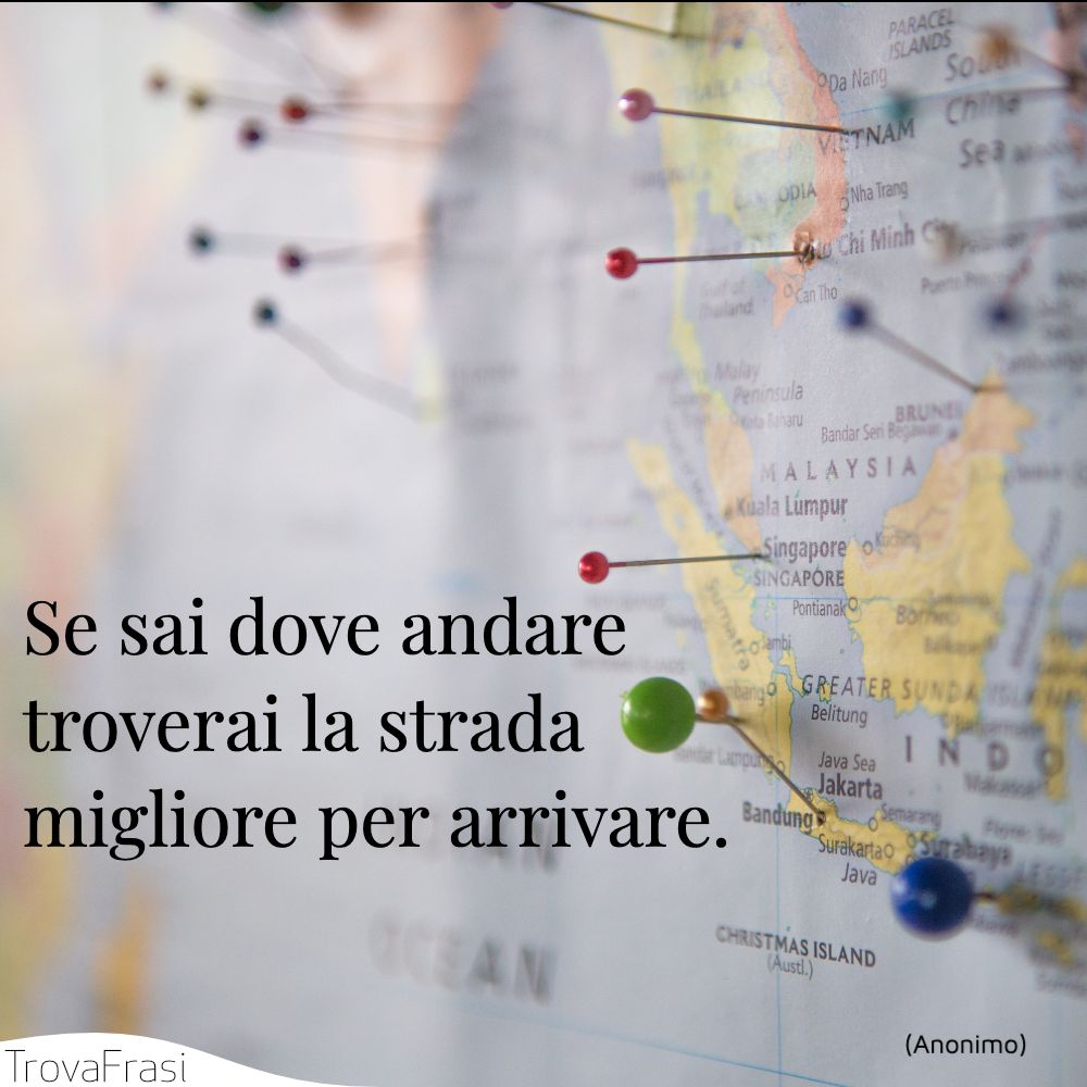Se sai dove andare troverai la strada migliore per arrivare.