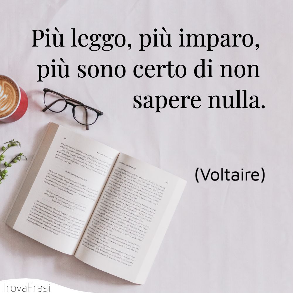 Più leggo, più imparo, più sono certo di non sapere nulla.
