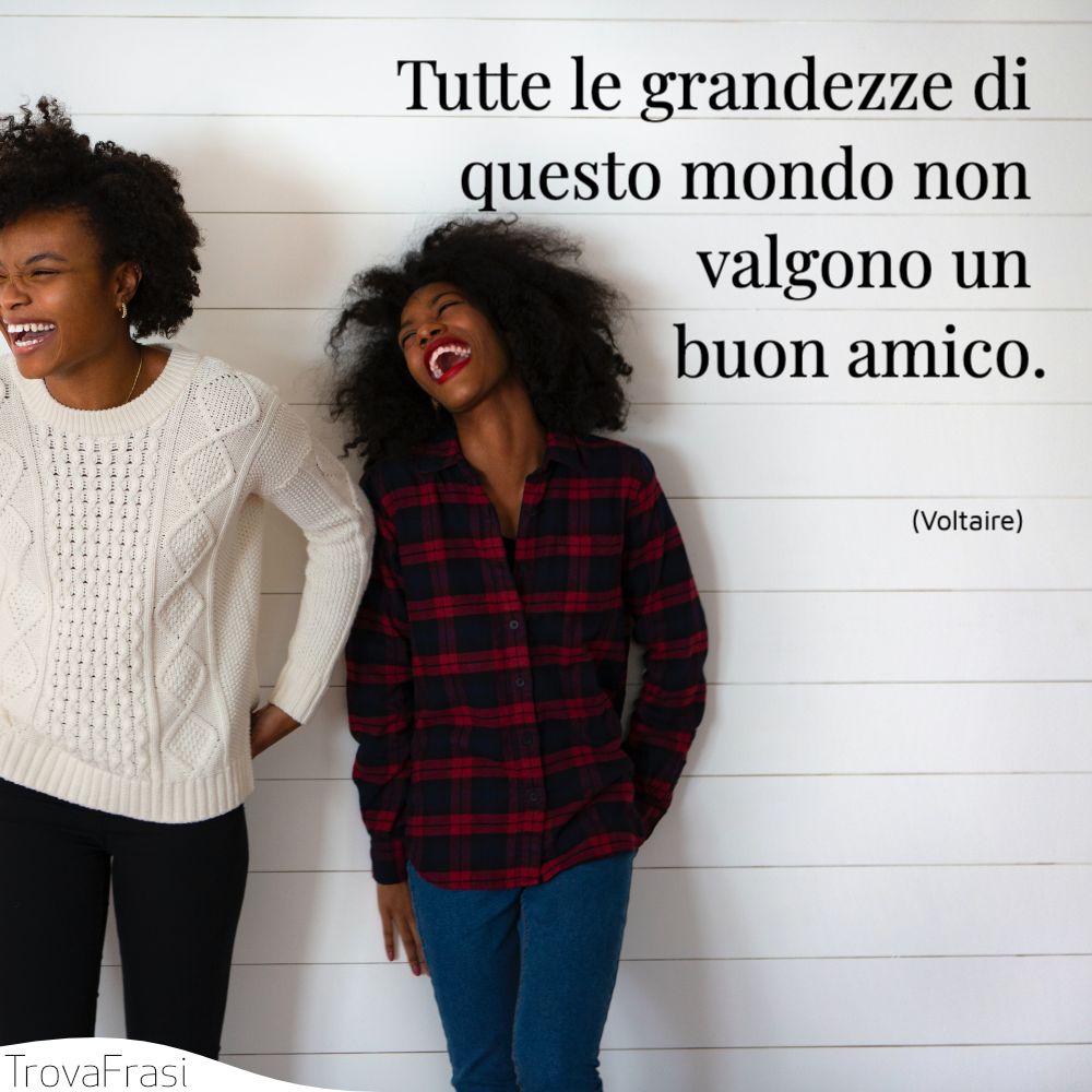 Tutte le grandezze di questo mondo non valgono un buon amico.