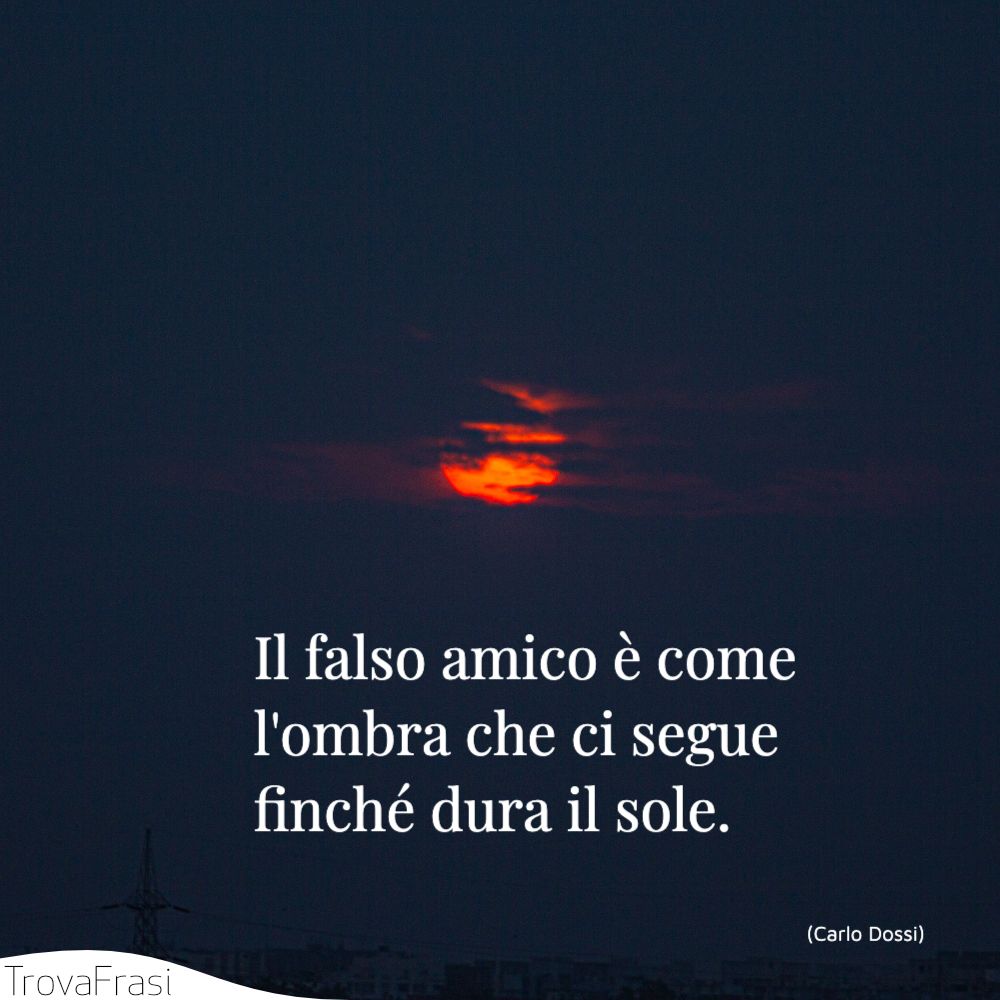 Il falso amico è come l'ombra che ci segue finché dura il sole.