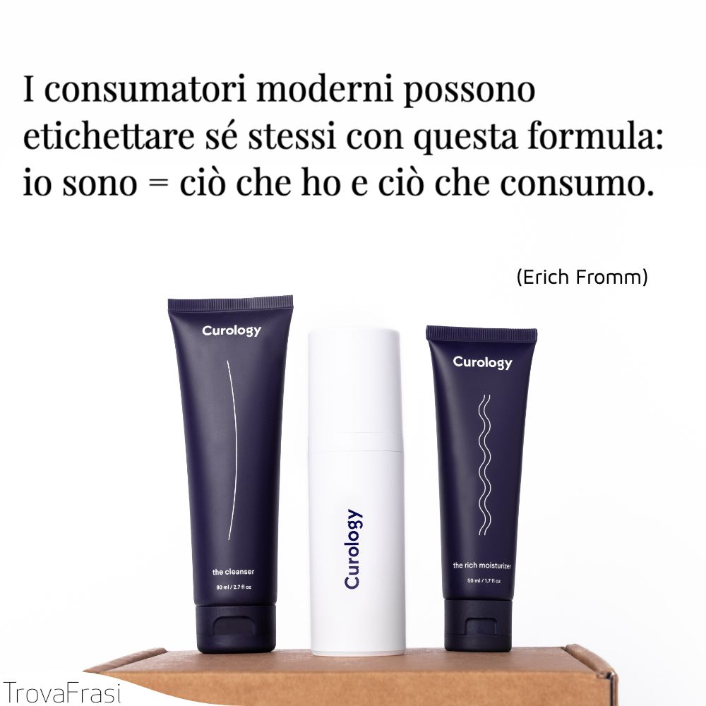 I consumatori moderni possono etichettare sé stessi con questa formula: io sono = ciò che ho e ciò che consumo.