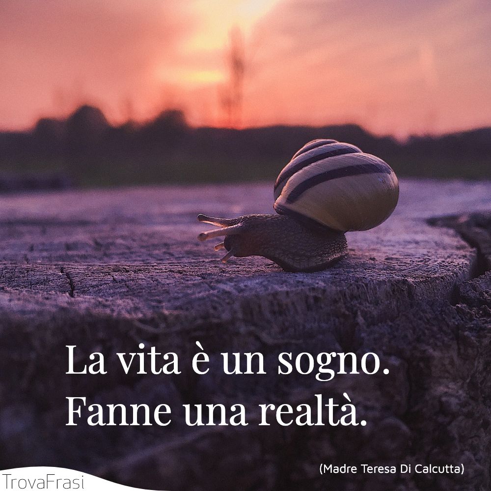 La vita è un sogno. Fanne una realtà.