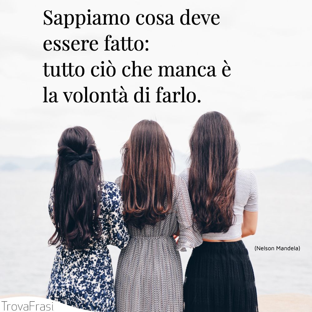Sappiamo cosa deve essere fatto: tutto ciò che manca è la volontà di farlo.