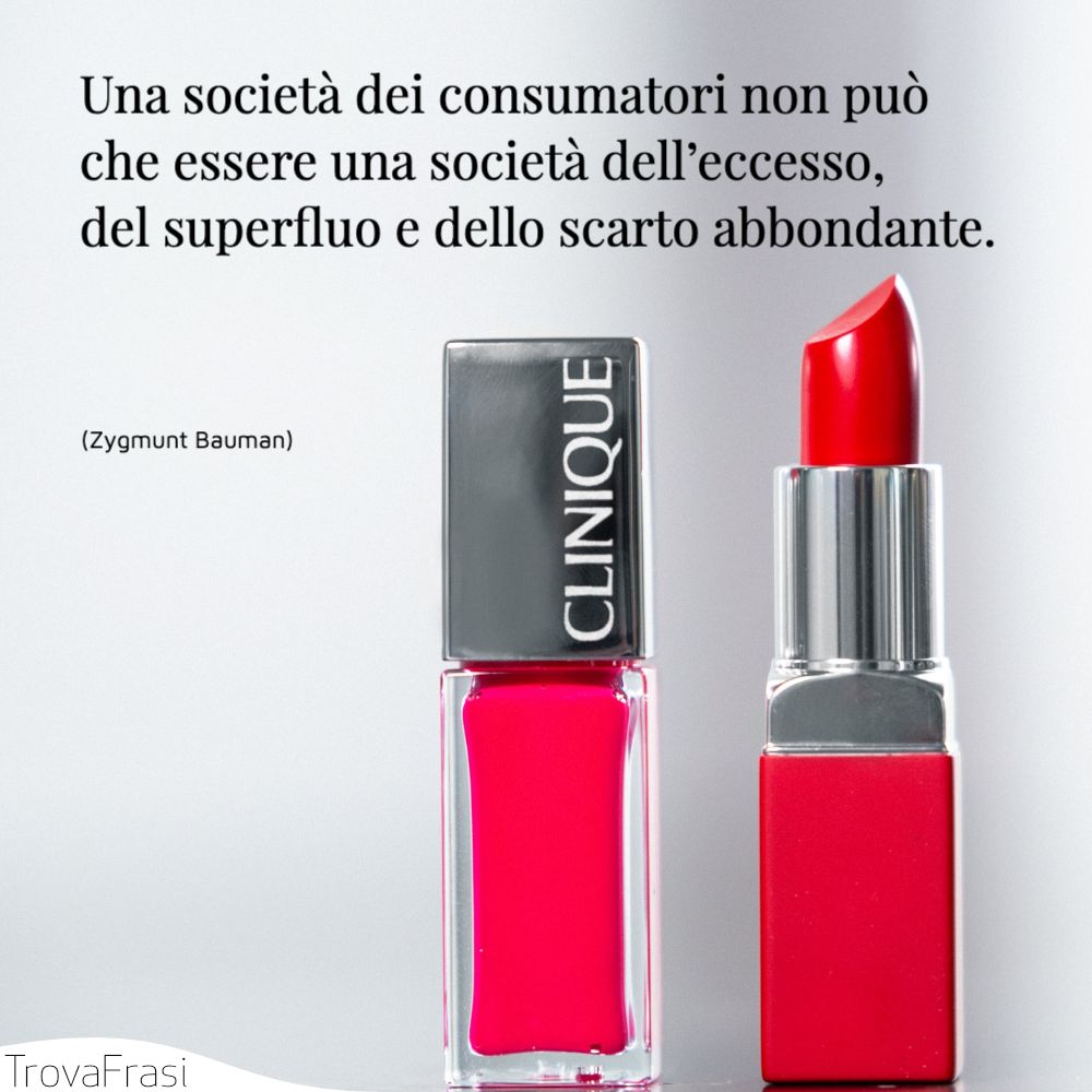 Una società dei consumatori non può che essere una società dell’eccesso, del superfluo e dello scarto abbondante.