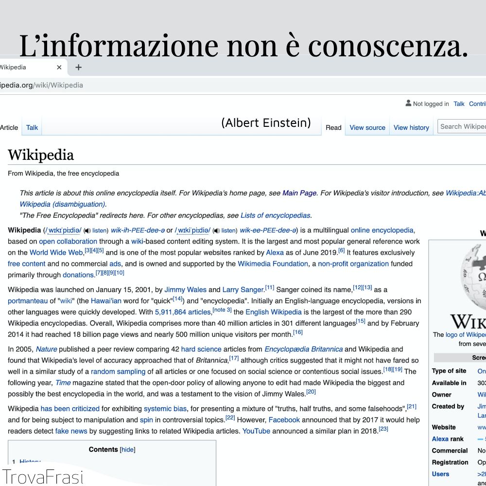 L’informazione non è conoscenza.