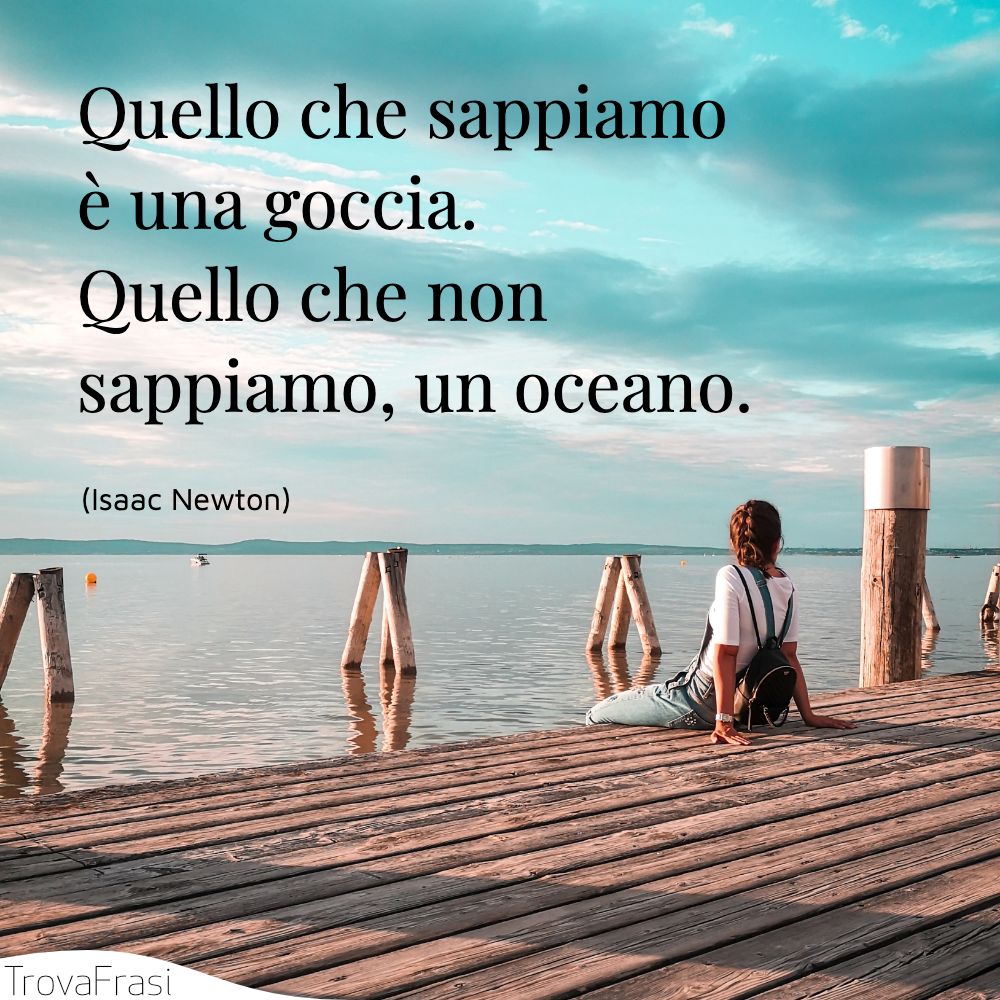 Quello che sappiamo è una goccia. Quello che non sappiamo, un oceano.