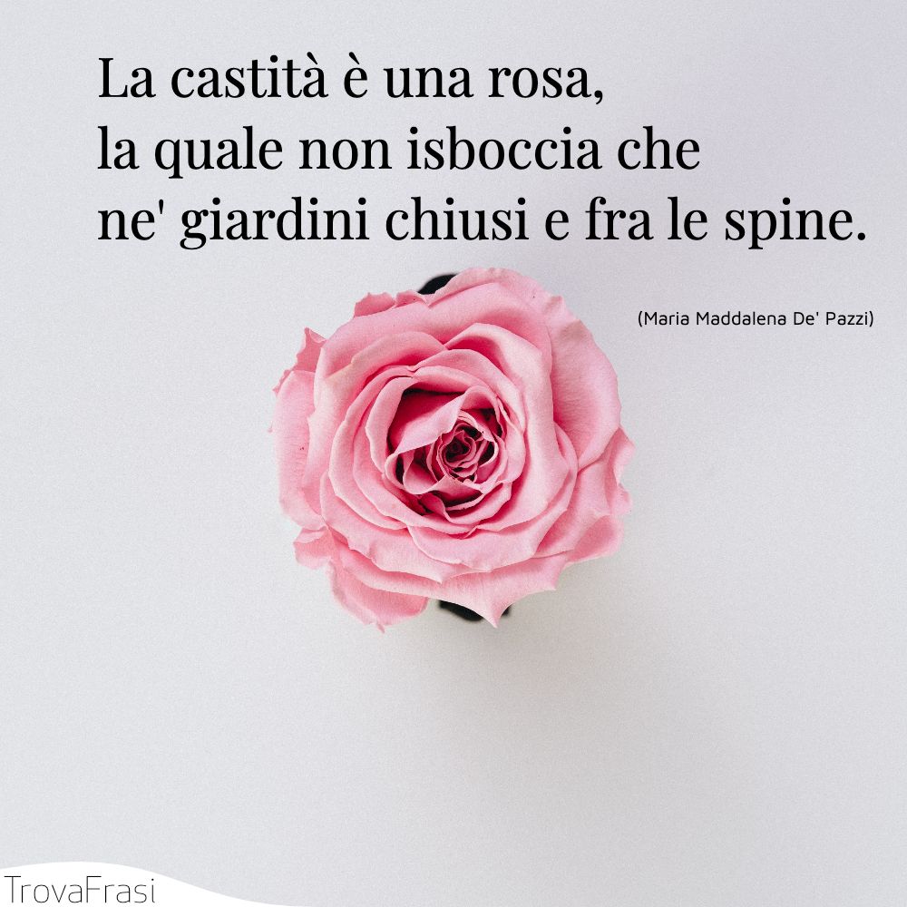 La castità è una rosa, la quale non isboccia che ne' giardini chiusi e fra le spine.
