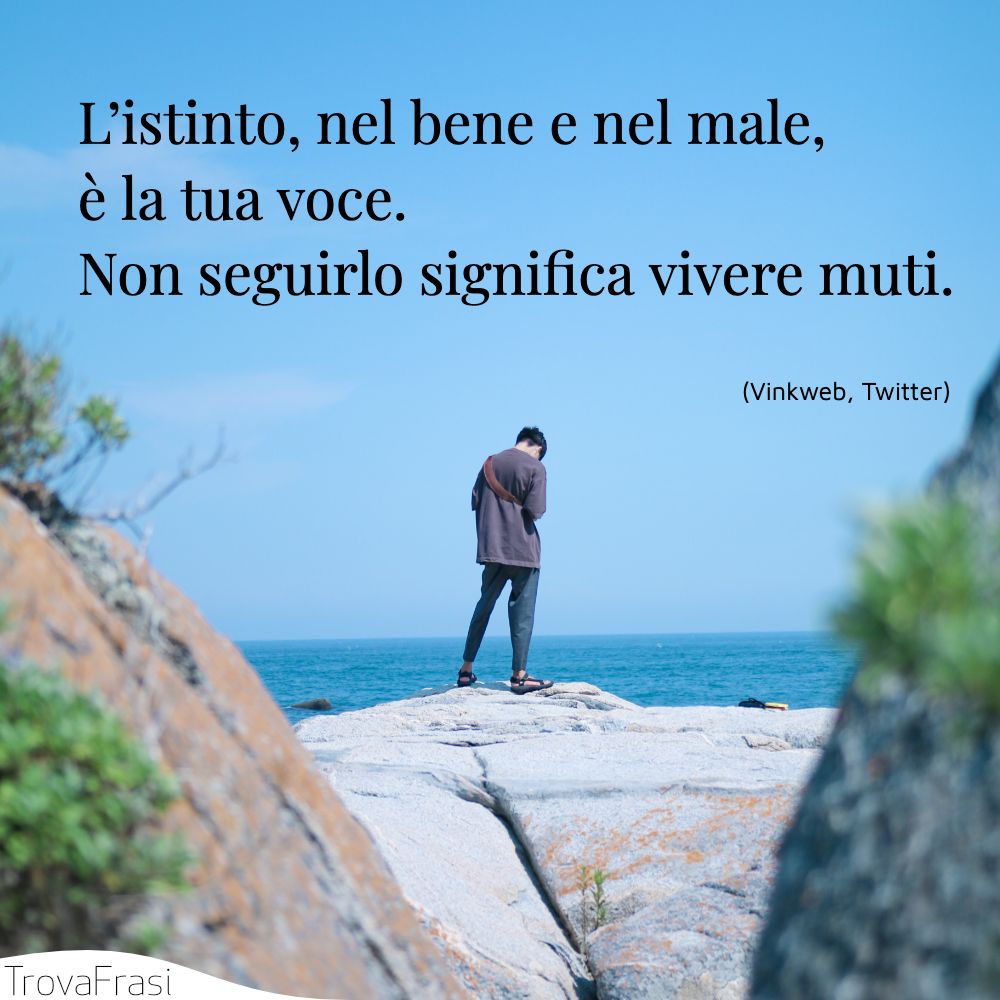 L’istinto, nel bene e nel male, è la tua voce. Non seguirlo significa vivere muti.