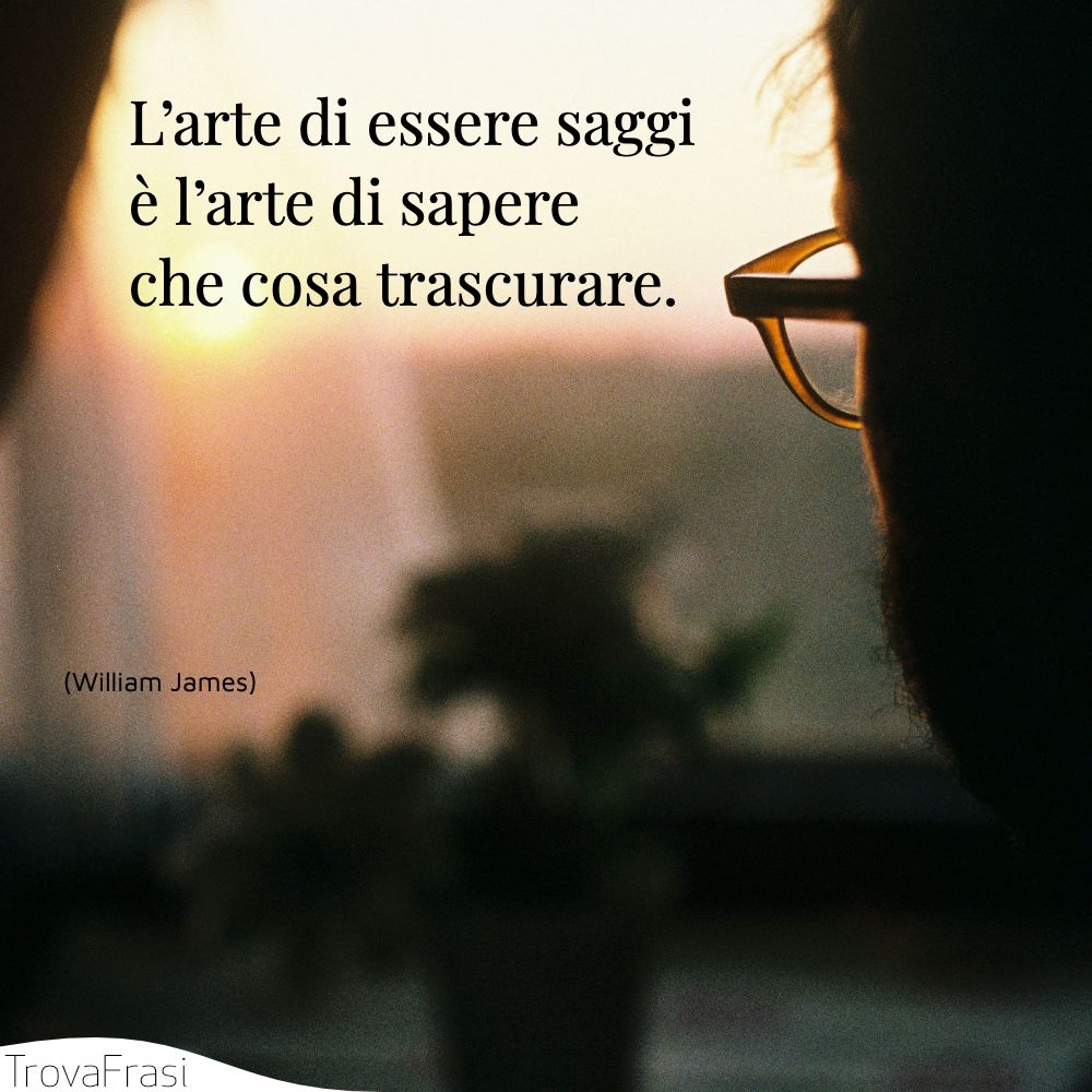 L’arte di essere saggi è l’arte di sapere che cosa trascurare.