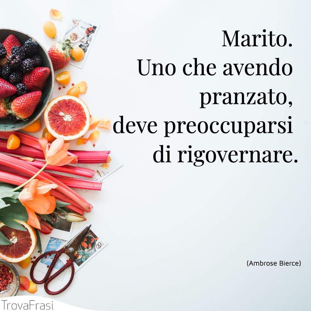 Marito. Uno che avendo pranzato, deve preoccuparsi di rigovernare.
