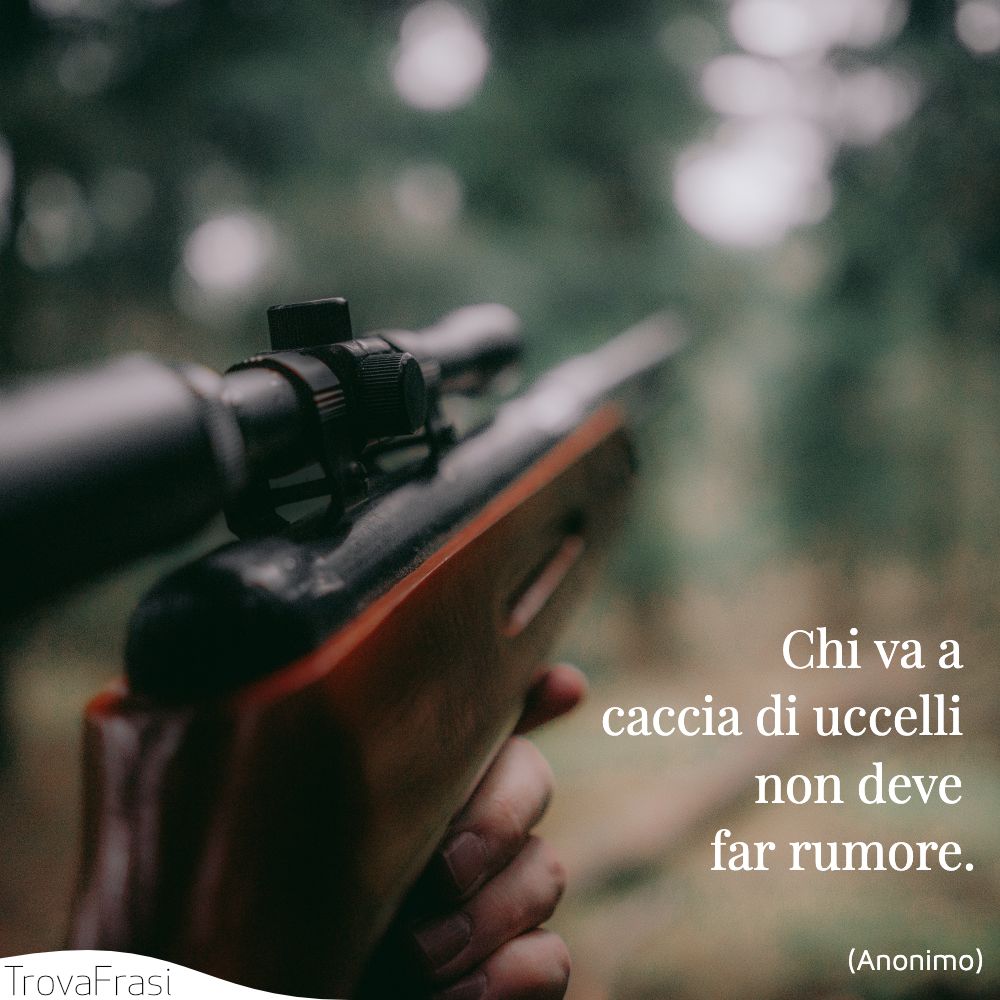 Chi va a caccia di uccelli non deve far rumore.