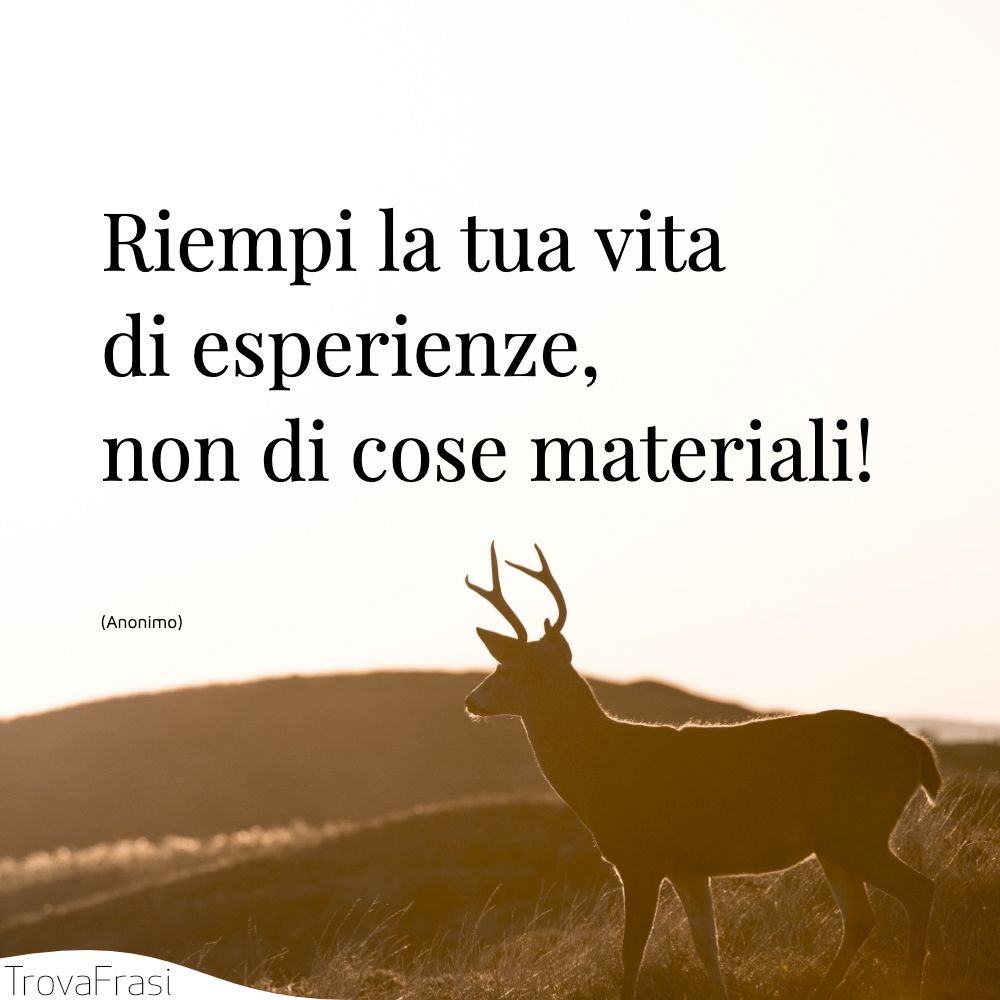 Riempi la tua vita di esperienze, non di cose materiali!