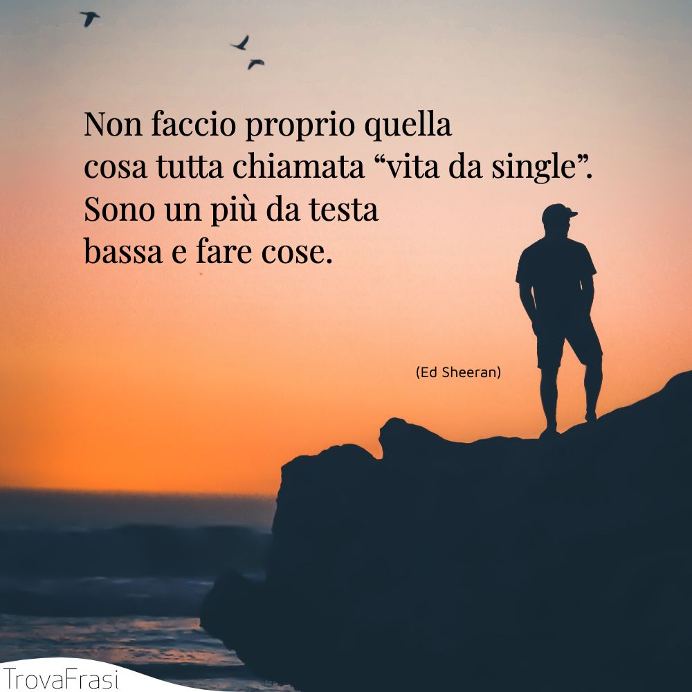 Non faccio proprio quella cosa tutta chiamata “vita da single”. Sono un più da testa bassa e fare cose.
