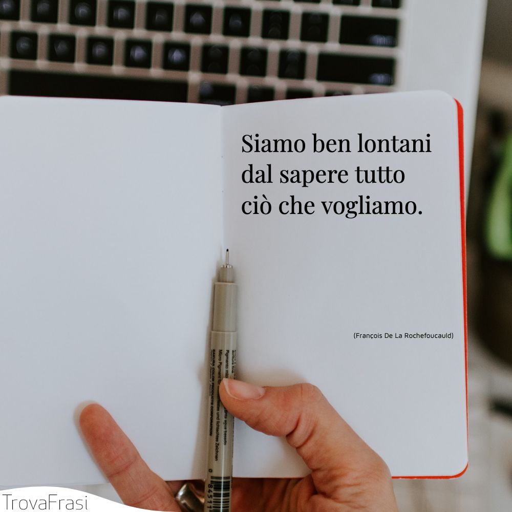 Siamo ben lontani dal sapere tutto ciò che vogliamo.