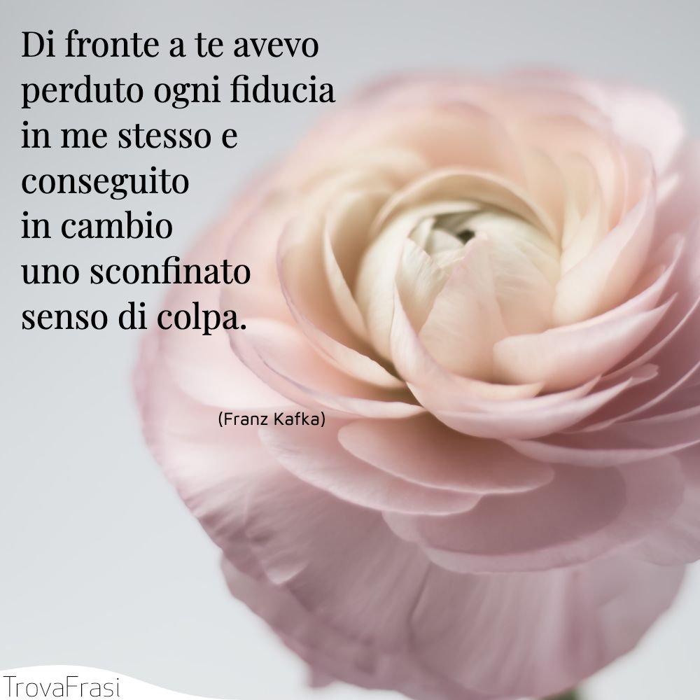 Di fronte a te avevo perduto ogni fiducia in me stesso e conseguito in cambio uno sconfinato senso di colpa.