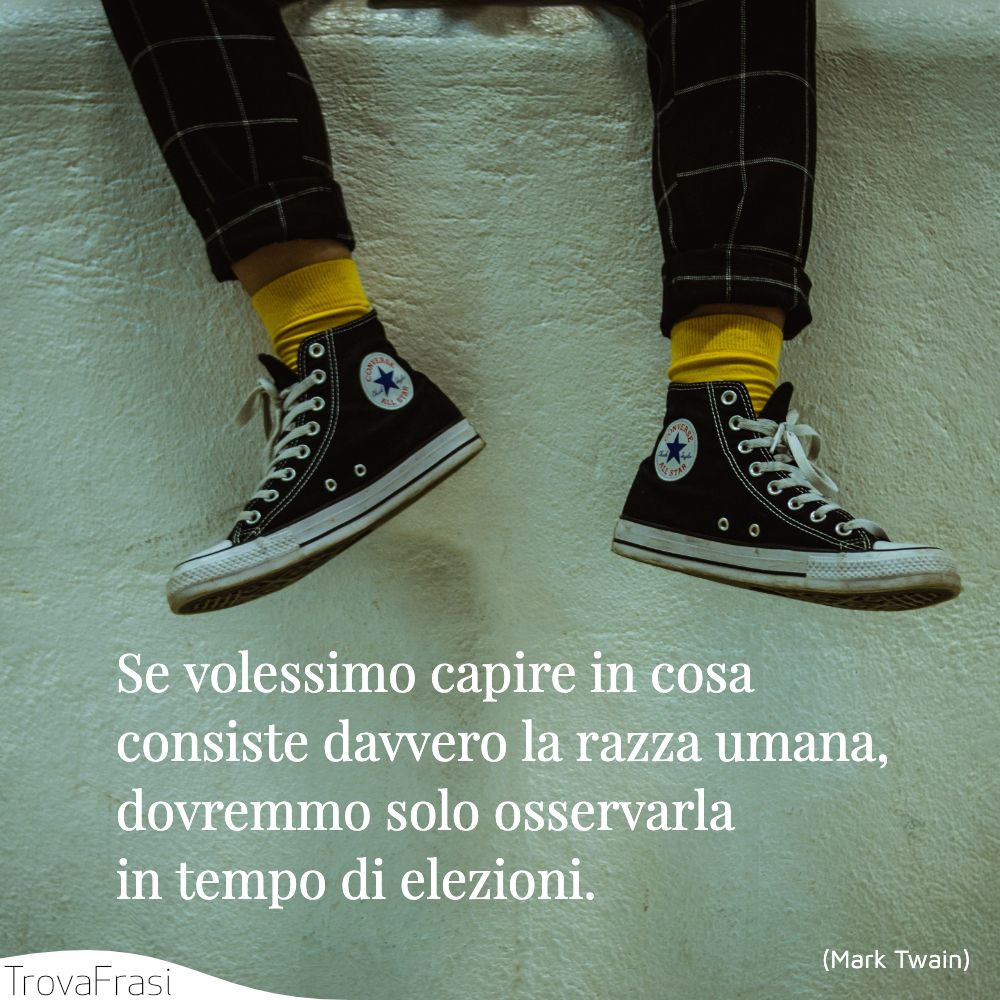 Se volessimo capire in cosa consiste davvero la razza umana, dovremmo solo osservarla in tempo di elezioni.