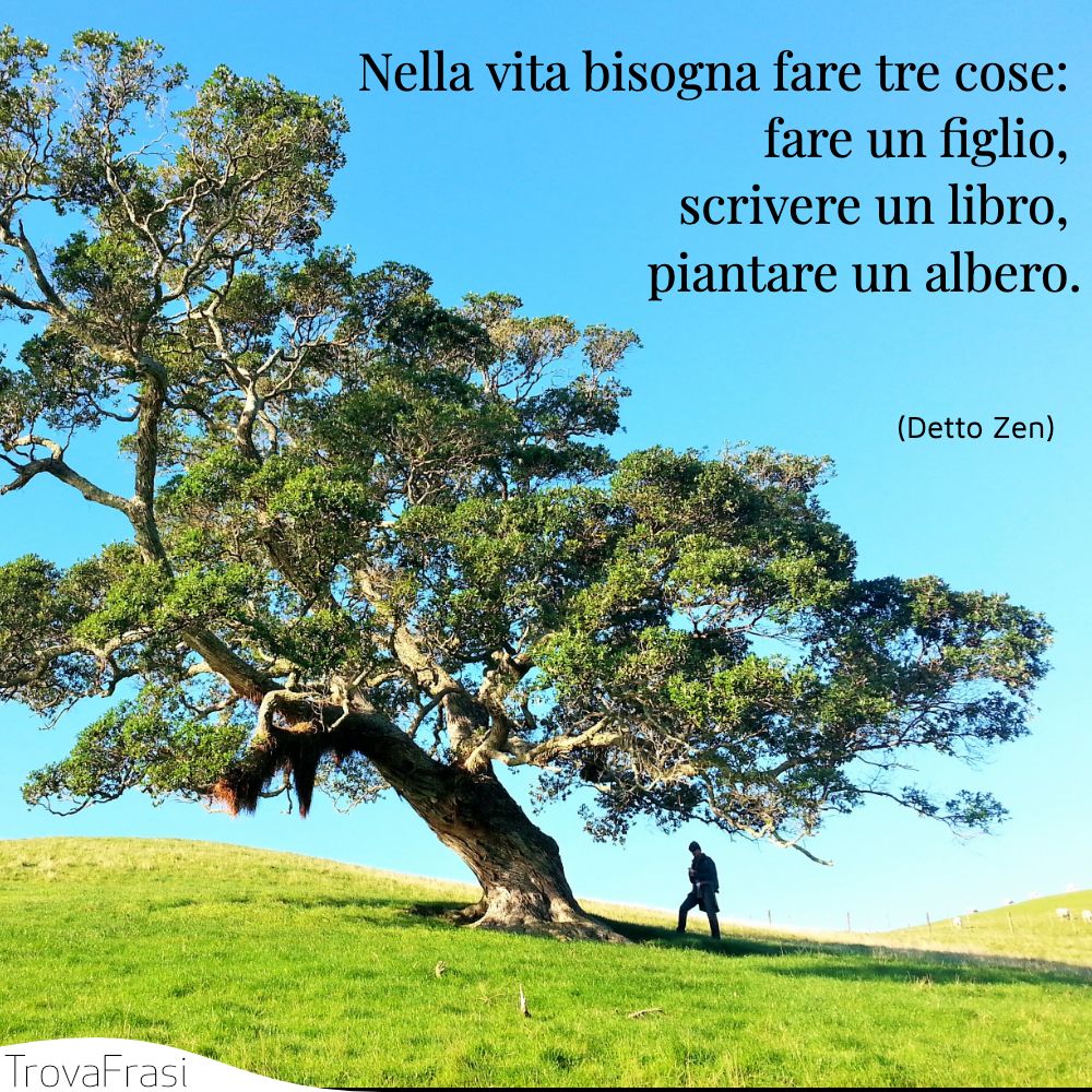 Nella vita bisogna fare tre cose: fare un figlio, scrivere un libro, piantare un albero.