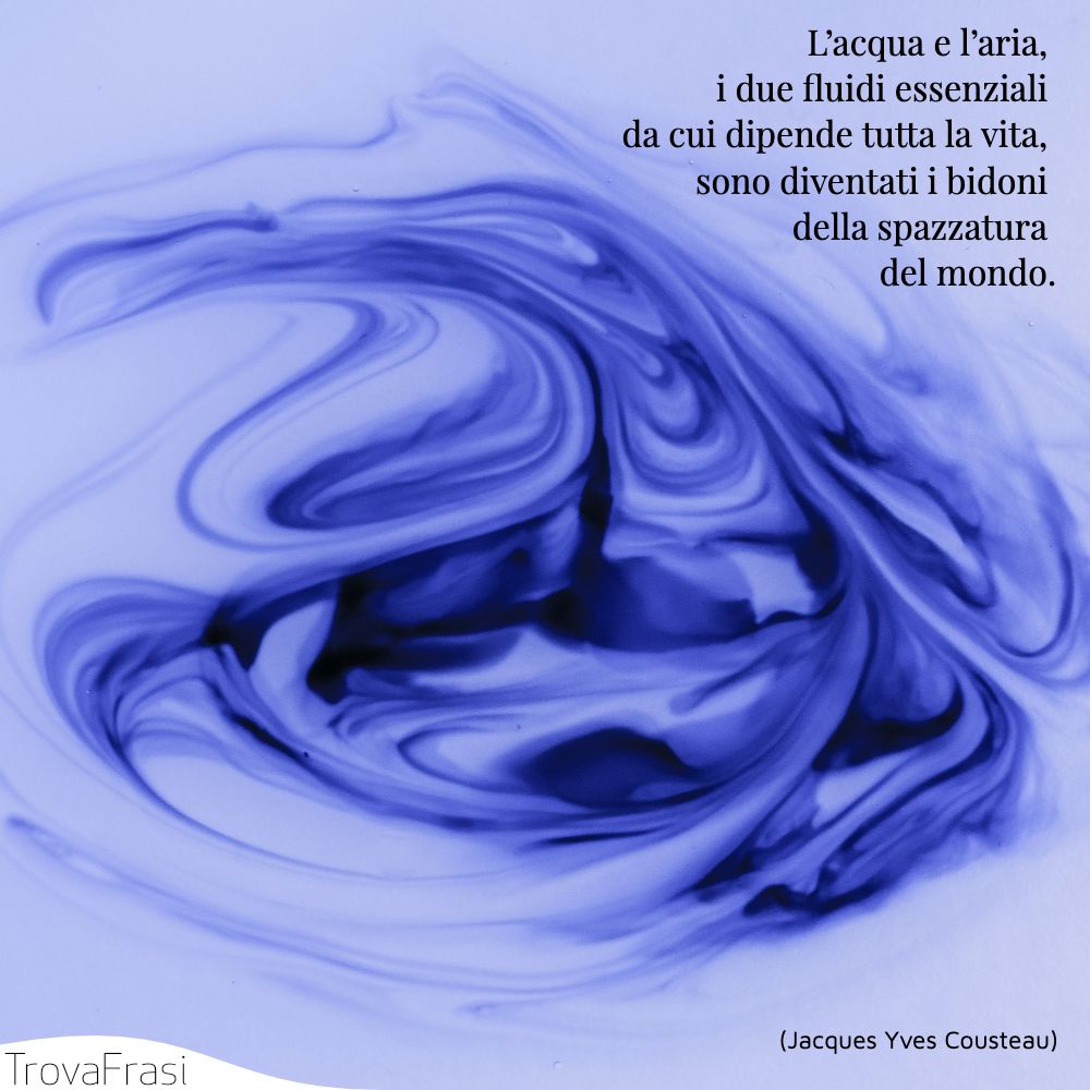 L’acqua e l’aria, i due fluidi essenziali da cui dipende tutta la vita, sono diventati i bidoni della spazzatura del mondo.