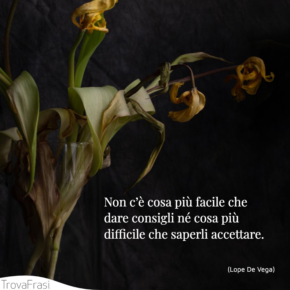 Non c’è cosa più facile che dare consigli né cosa più difficile che saperli accettare.
