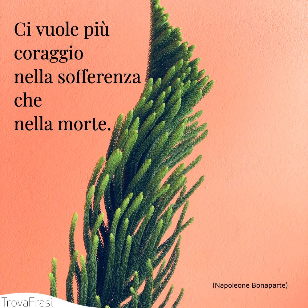 Ci vuole più coraggio nella sofferenza che nella morte.