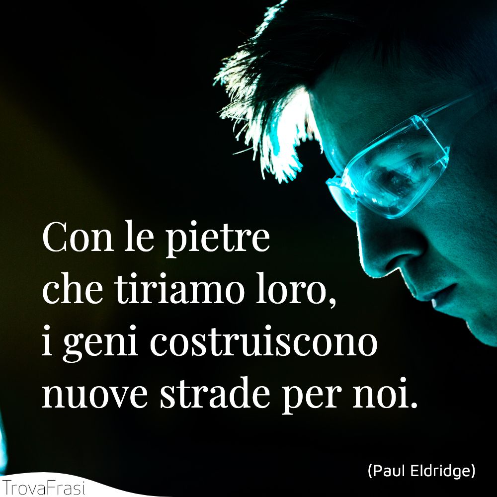 Con le pietre che tiriamo loro, i geni costruiscono nuove strade per noi.