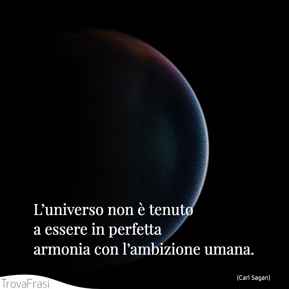L’universo non è tenuto a essere in perfetta armonia con l’ambizione umana.