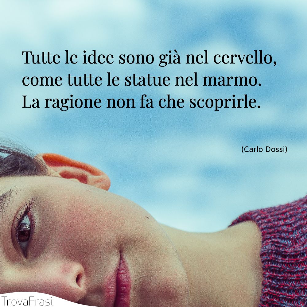 Tutte le idee sono già nel cervello, come tutte le statue nel marmo. La ragione non fa che scoprirle.