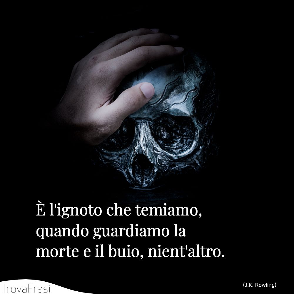 È l'ignoto che temiamo, quando guardiamo la morte e il buio, nient'altro.