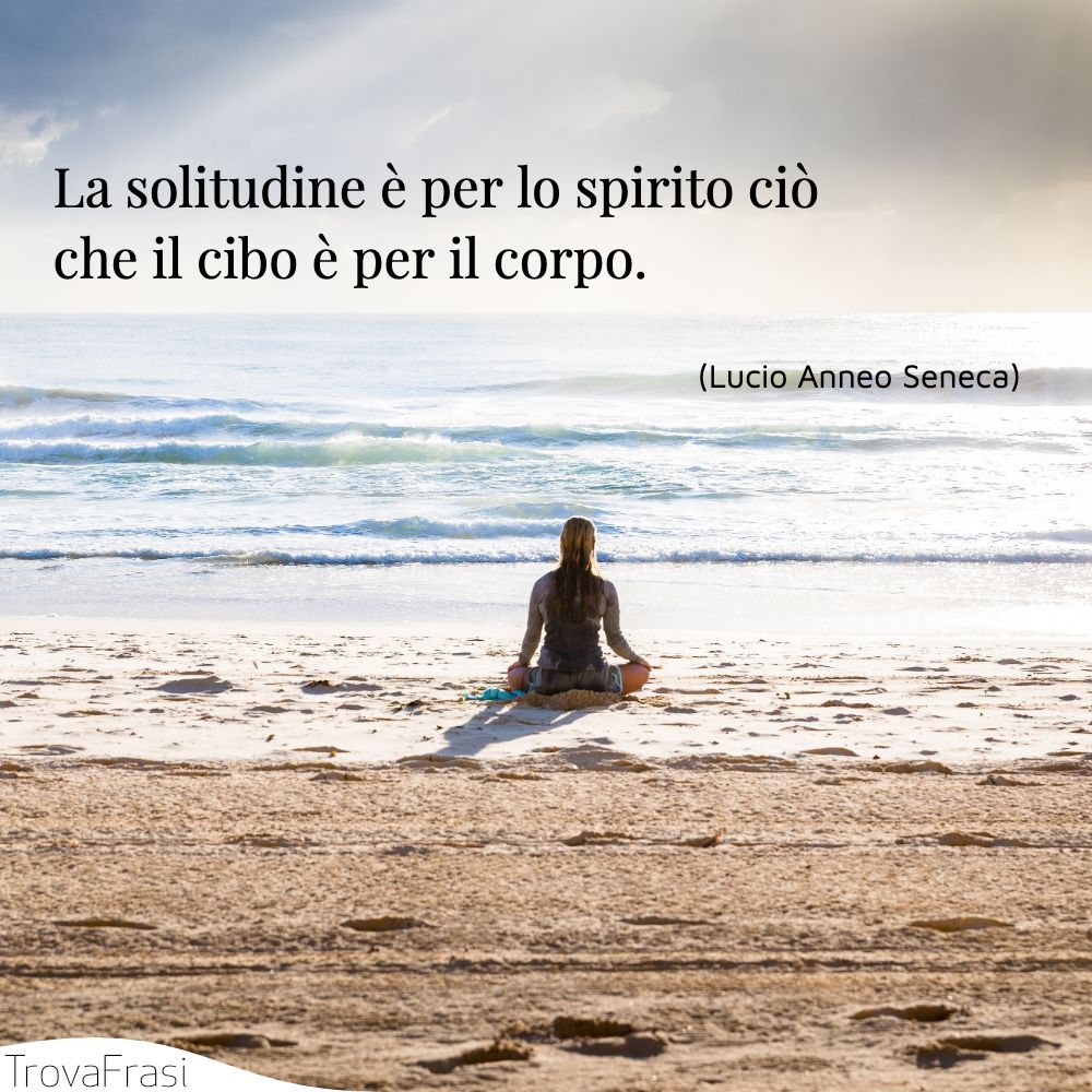 La solitudine è per lo spirito ciò che il cibo è per il corpo.