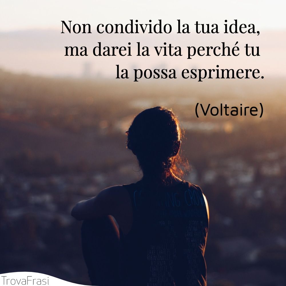 Non condivido la tua idea, ma darei la vita perché tu la possa esprimere.