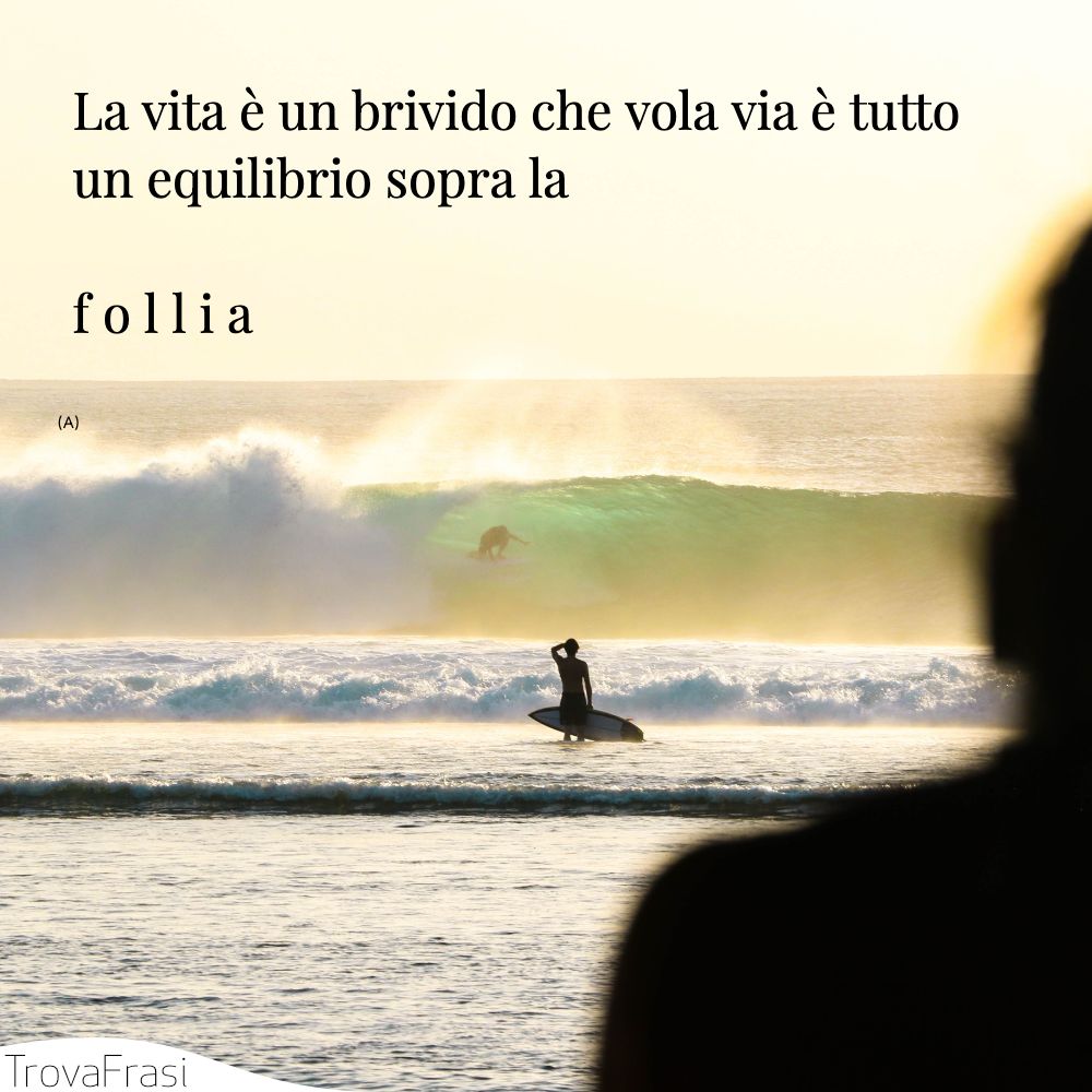 La vita è un brividoche vola viaè tuttoun equilibriosopralafollia