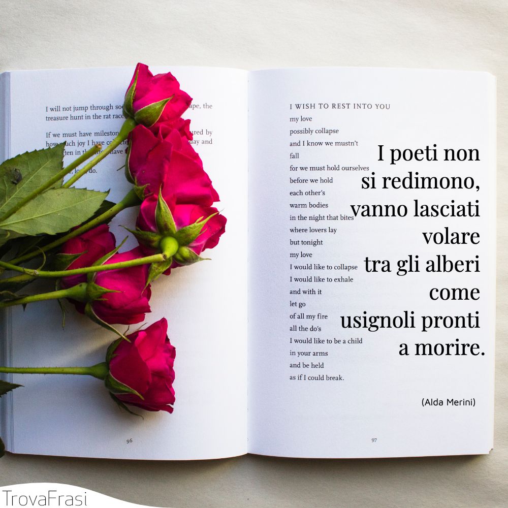 I poeti non si redimono, vanno lasciati volare tra gli alberi come usignoli pronti a morire.