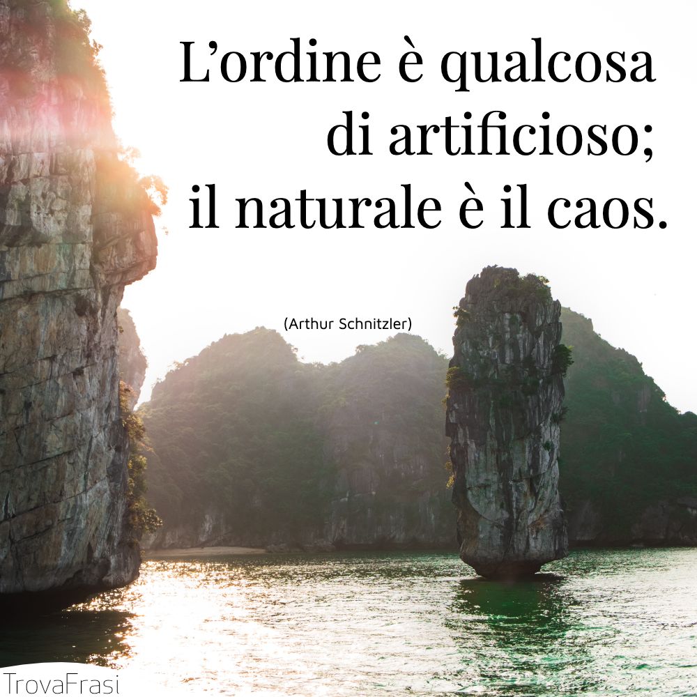 L’ordine è qualcosa di artificioso; il naturale è il caos.