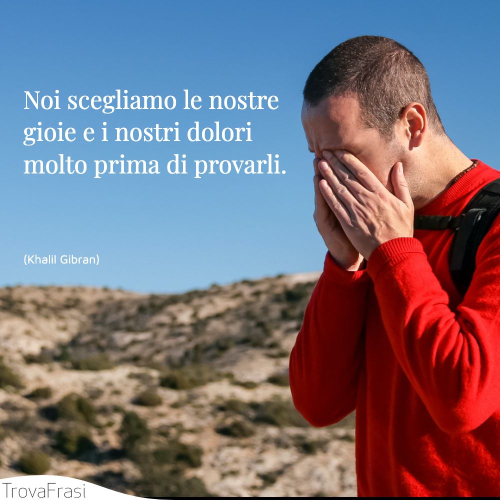 Noi scegliamo le nostre gioie e i nostri dolori molto prima di provarli.