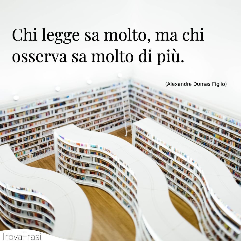 Chi legge sa molto, ma chi osserva sa molto di più.