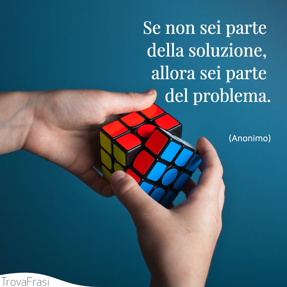 Se non sei parte della soluzione, allora sei parte del problema.