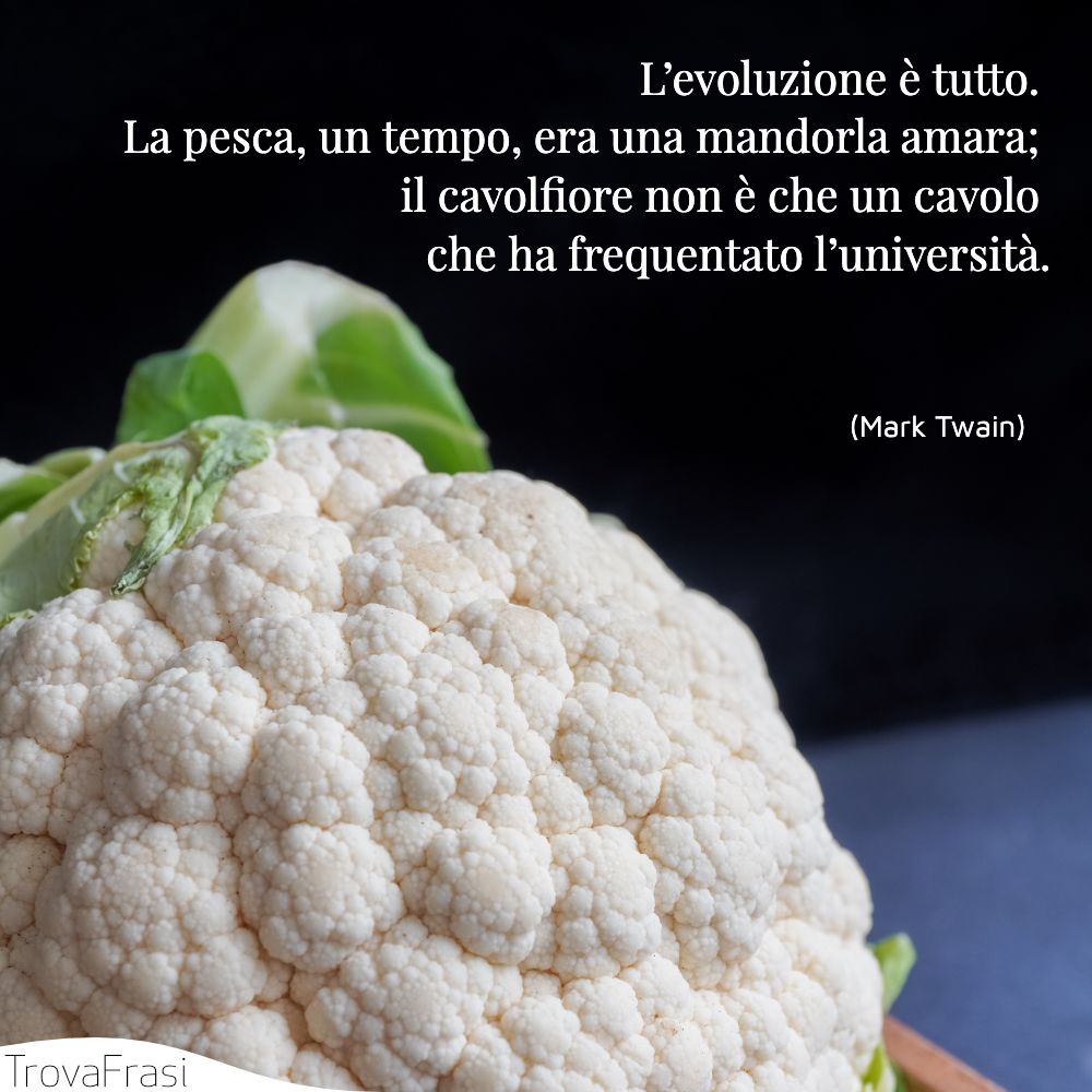 L’evoluzione è tutto. La pesca, un tempo, era una mandorla amara; il cavolfiore non è che un cavolo che ha frequentato l’università.