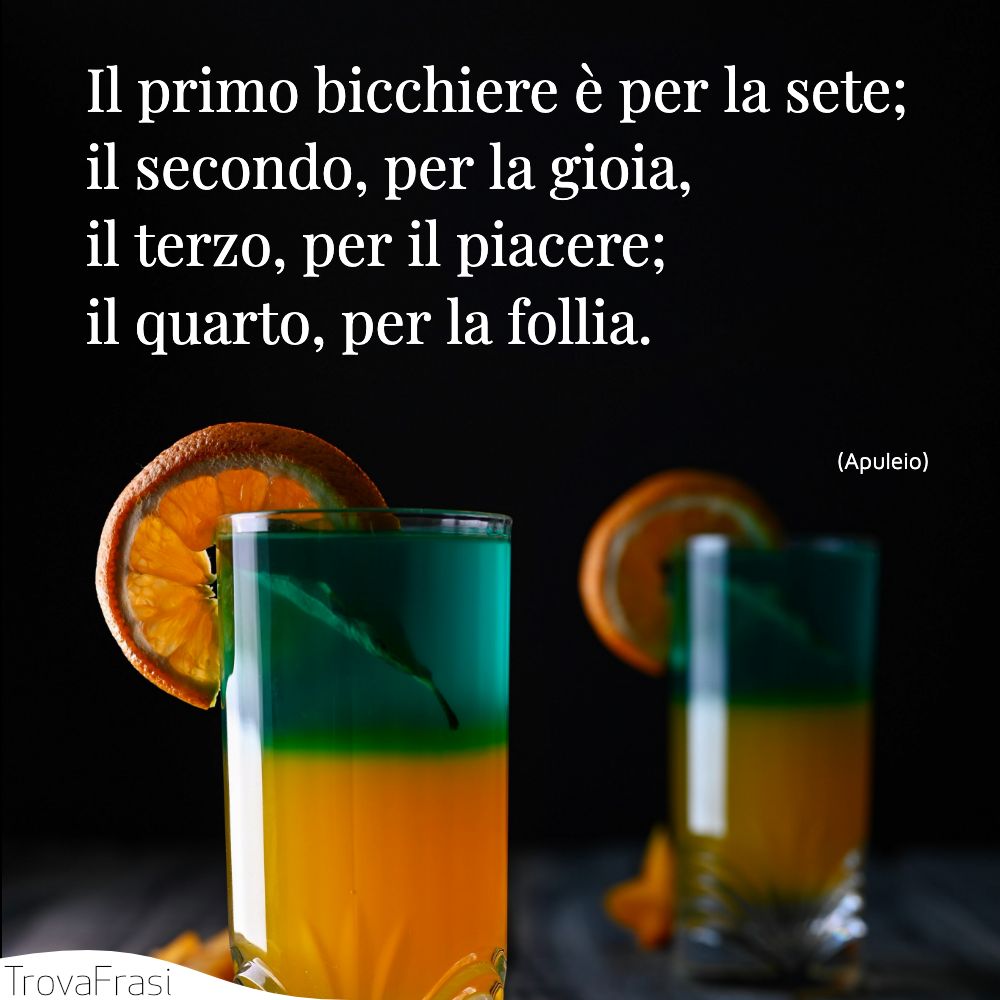 Il primo bicchiere è per la sete;il secondo, per la gioia,il terzo, per il piacere;il quarto, per la follia.