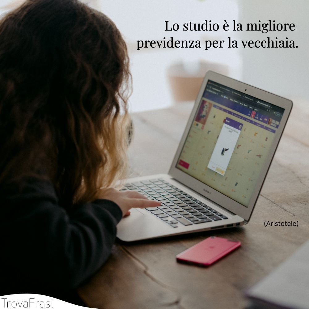 Lo studio è la migliore previdenza per la vecchiaia.
