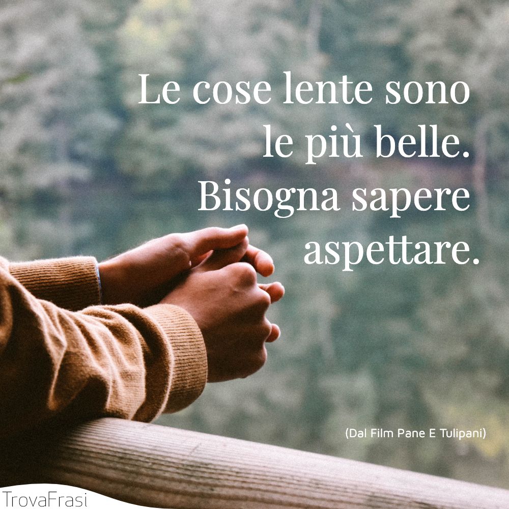 Le cose lente sono le più belle. Bisogna sapere aspettare.