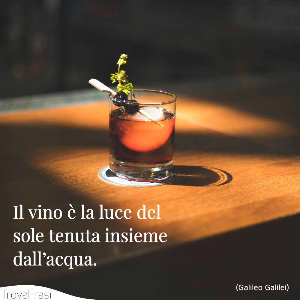 Il vino è la luce del sole tenuta insieme dall’acqua.