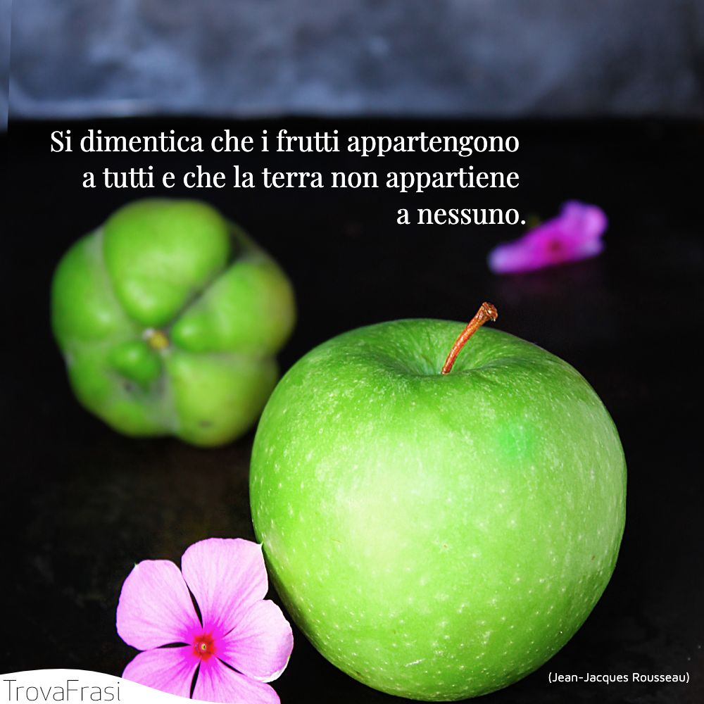 Si dimentica che i frutti appartengono a tutti e che la terra non appartiene a nessuno.