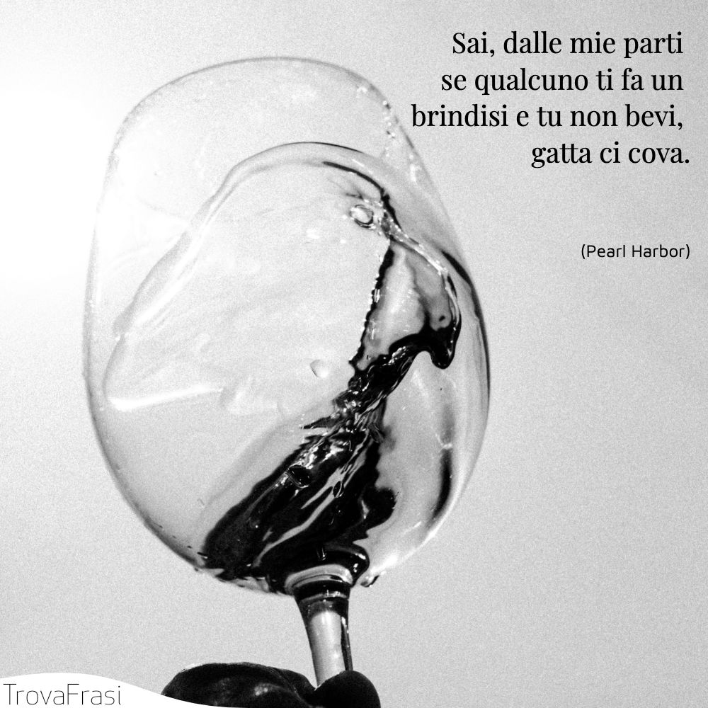 Sai, dalle mie parti se qualcuno ti fa un brindisi e tu non bevi, gatta ci cova.