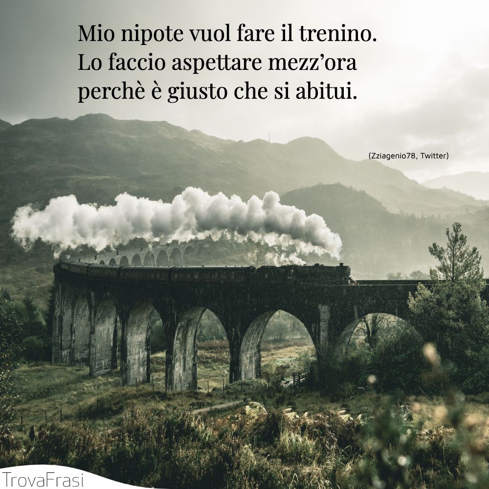Mio nipote vuol fare il trenino. Lo faccio aspettare mezz’ora perchè è giusto che si abitui.