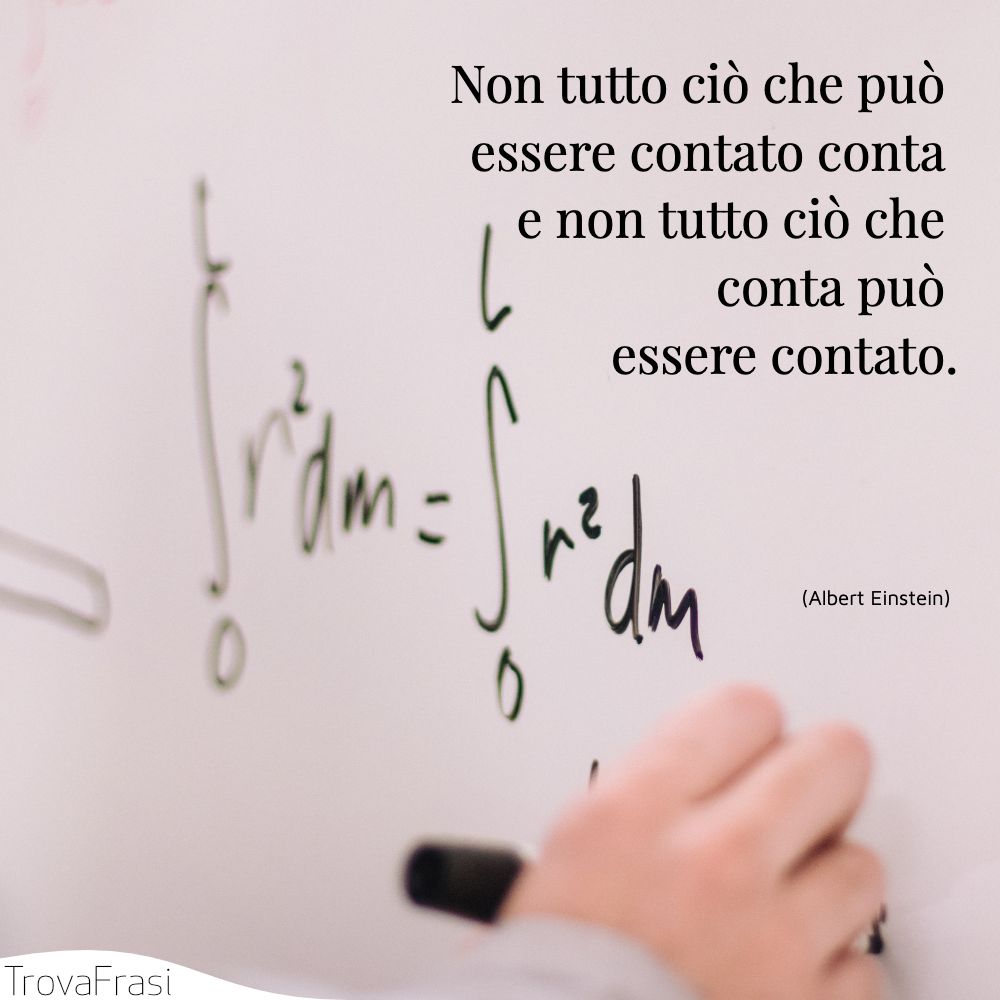 Non tutto ciò che può essere contato conta e non tutto ciò che conta può essere contato.