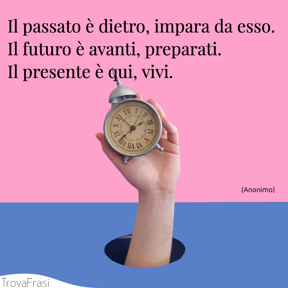 Il passato è dietro, impara da esso. Il futuro è avanti, preparati. Il presente è qui, vivi.